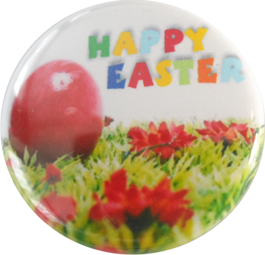 Happy Easter Button mit rotem Ei